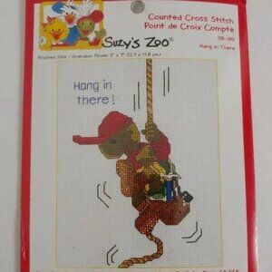 NWT Suzy's Zoo Embroidery Cross Stitch "Hang In There" Turtle Sew Craft Vintage